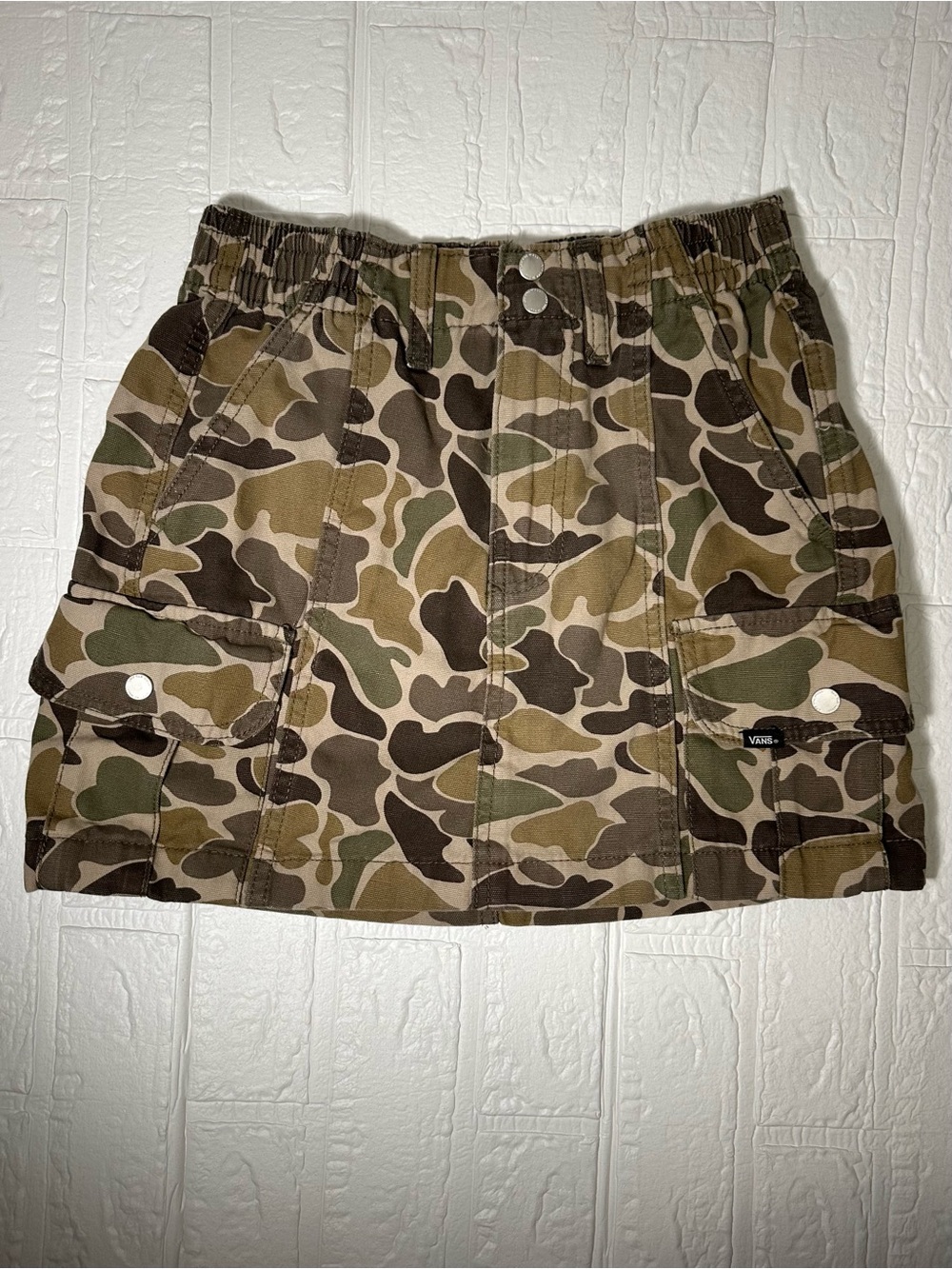100% COTTON | VANS Sidewalk Cargo Mini Skirt in XS #camo